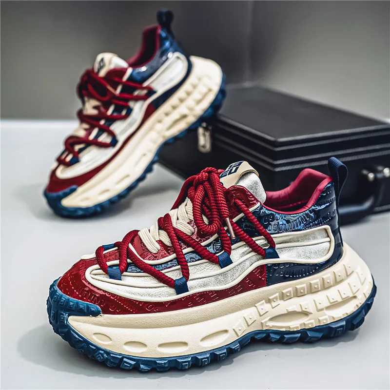 2025 New Men's Shoes with Low Top Mesh Surface Breathable Thick Sole Fashion Shoes Network Red Daily Wear Street Casual Shoes