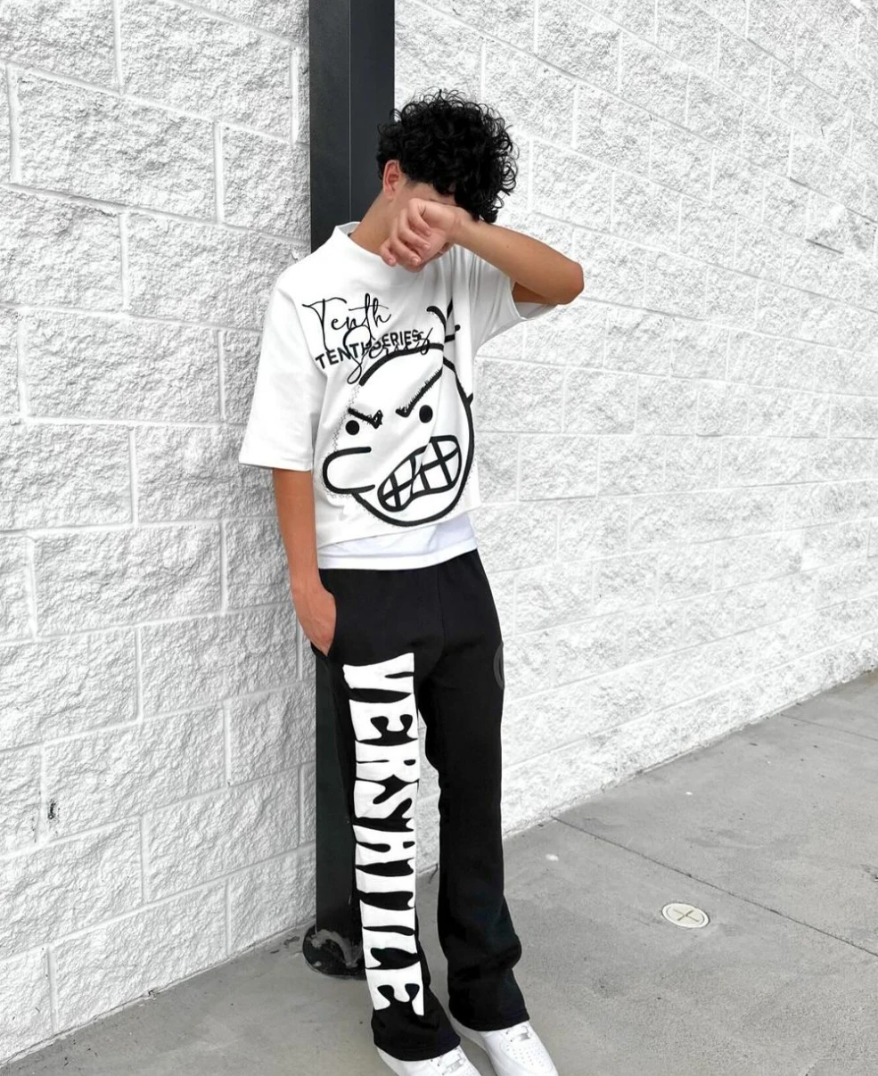 Streetwear New T Shirt Cartoon Print Pattern English Embroidery Short Sleeved Men and Women Hip Hop Punk Oversized T Shirt Tops